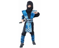 Role play-set for kids Blue Ninja (shirt, pants, hood, body armor, gauntlets, shin guards), size 120/130 cm